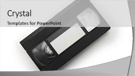  Presentation with cassette - Audience pleasing slide set consisting of vhs video cassette tape isolated backdrop and a light gray colored foreground