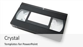  Presentation with backup - Colorful presentation design enhanced with vhs video cassette tape isolated backdrop and a white colored foreground