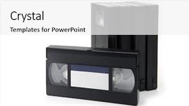  Presentation with cassette - Slide set consisting of vhs video cassette tapes isolated background and a white colored foreground