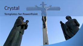  Presentation with jesus cross - Colorful PPT layouts enhanced with via crucis - 12th stations of the cross backdrop and a light blue colored foreground