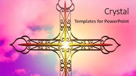  Presentation with iron - Slide set consisting of via crucis - closeup of a wrought iron background and a  colored foreground
