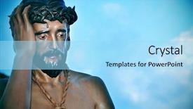  Presentation with calvary - Colorful presentation design enhanced with via crucis - figure of jesus christ backdrop and a arctic colored foreground