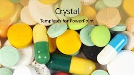  Presentation with medical pills - Presentation having viagra - close-up medical pills and tablets background and a yellow colored foreground