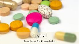  Presentation with medical pills - Slides consisting of viagra - close-up medical pills and tablets background and a blonde colored foreground