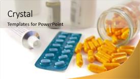  Presentation with chemistry white pills - Presentation enhanced with viagra - pills assortment on white bakcground background and a  colored foreground