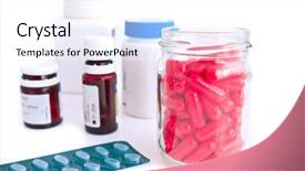  Presentation with chemistry white pills - Amazing slides having viagra - pills assortment on white bakcground backdrop and a white colored foreground