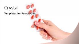  Presentation with capsules - Presentation having viagra - red capsules of vitamins background and a  colored foreground