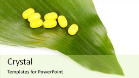  Presentation with green gold and white - Slides featuring viagra - tablets on green leaf isolated background and a  colored foreground