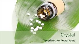  Presentation with green leaf - Cool new presentation theme with viagra - tablets on green leaf backdrop and a mint green colored foreground