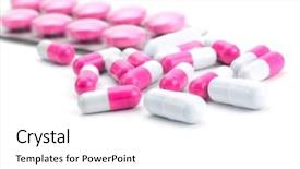  Presentation with chemistry white pills - Theme with viagra - vitamins pills and tablets background and a white colored foreground