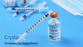  Presentation with covid vaccine - Colorful slide deck enhanced with vial-of-covid-19-vaccine backdrop and a light blue colored foreground