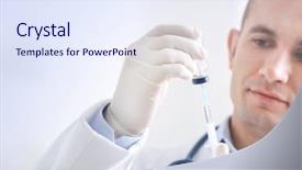  Presentation with vaccination - Beautiful slides featuring vials - doctor with syringe and vial backdrop and a sky blue colored foreground