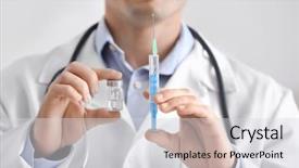  Presentation with vaccination - PPT layouts featuring vials - doctor with syringe and vial background and a light gray colored foreground
