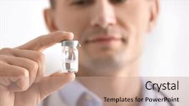  Presentation with vaccination - Slides enhanced with vials - doctor with vial closeup vaccination background and a coral colored foreground