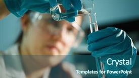  Presentation with tests - Colorful PPT layouts enhanced with vials - lab assistant conducting chemical tests backdrop and a ocean colored foreground