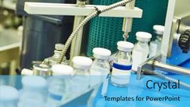  Presentation with glass industry - Cool new theme with vials - pharmaceutical industry close-up of glass backdrop and a light blue colored foreground