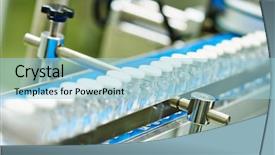  Presentation with pharmaceutical industry production line machine - Amazing presentation design having vials - pharmaceutical industry production line machine backdrop and a light blue colored foreground