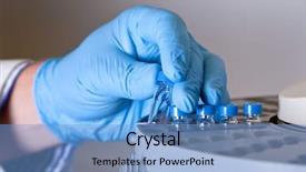  Presentation with chemical bottle - Cool new PPT theme with vials - scientist holds a chemical sample backdrop and a light blue colored foreground