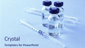  Presentation with vaccine - Slide set with vials - vaccine in vial with syringe background and a sky blue colored foreground