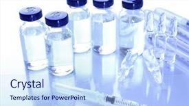  Presentation with vaccine - Amazing PPT layouts having vials - vaccine in vial with syringe backdrop and a sky blue colored foreground