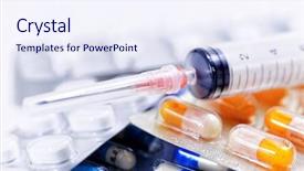  Presentation with medications - PPT layouts with vials and medications pills drug background and a sky blue colored foreground