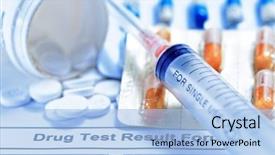  Presentation with vials - Audience pleasing slide deck consisting of vials and medications pills drug backdrop and a light blue colored foreground