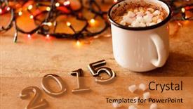  Presentation with new year card - Cool new PPT layouts with vibrant beautiful firework - 2015 happy new year greeting backdrop and a  colored foreground