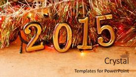  Presentation with happy new year - Amazing PPT theme having vibrant beautiful firework - 2015 happy new year greeting backdrop and a  colored foreground