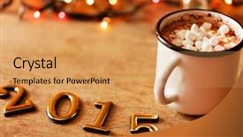  Presentation with firework - PPT theme featuring vibrant beautiful firework - 2015 happy new year greeting background and a  colored foreground