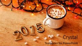  Presentation with happy new year - Cool new slide deck with vibrant beautiful firework - 2015 happy new year greeting backdrop and a  colored foreground