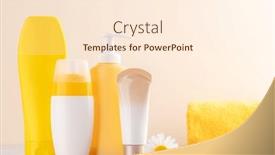  Presentation with personal care - PPT theme consisting of vibrant-collection-of-toiletry-tubes background and a cream colored foreground