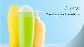  Presentation with personal care - PPT theme with vibrant-collection-of-toiletry-tubes background and a sky blue colored foreground