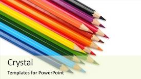  Presentation with colored pencils - Cool new slide set with vibrant colored pencils on one backdrop and a soft green colored foreground