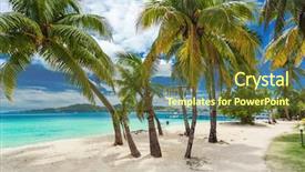  Presentation with palm beach - Audience pleasing PPT theme consisting of vibrant lagoon on fiji islands backdrop and a tawny brown colored foreground