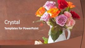  Presentation with flowers vase - Beautiful PPT layouts featuring vibrant pink roses - beautiful colorful rose flowers bouquet backdrop and a coral colored foreground