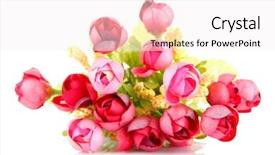  Presentation with pink roses - Colorful slide set enhanced with vibrant pink roses - bouquet of beautiful artificial flowers backdrop and a white colored foreground