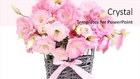  Presentation with flowers vase - Presentation design featuring vibrant pink roses - bouquet of eustoma flowers background and a lemonade colored foreground