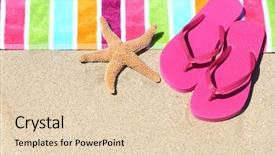  Presentation with tropical holiday - PPT layouts consisting of vibrant pink sandal flip background and a lemonade colored foreground