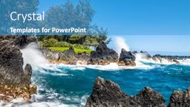  Presentation with hawaiian - PPT theme featuring vibrant-scenic-hawaiian-cove background and a teal colored foreground