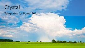  Presentation with vibrant blue - Theme having vibrant shot of a green meadow under a blue sky background and a light blue colored foreground