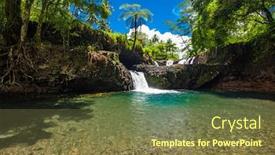  Presentation with samoa - PPT theme with vibrant-togitogiga-falls-with-swimming background and a tawny brown colored foreground
