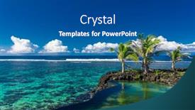  Presentation with palm beach - PPT theme with vibrant-tropical-beach-with-palm background and a ocean colored foreground