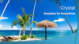  Presentation with palm beach - Slide set with vibrant-tropical-beach-with-palm background and a teal colored foreground