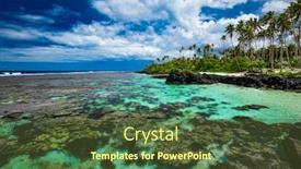  Presentation with samoa - PPT theme featuring vibrant-tropical-beach-with-palm background and a tawny brown colored foreground