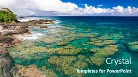  Presentation with samoa - Colorful slide deck enhanced with vibrant-tropical-beach-with-palm backdrop and a ocean colored foreground