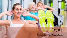  Presentation with senior fitness - Presentation design with vibration - group of senior and young background and a red colored foreground