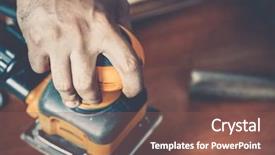  Presentation with carpenter - Amazing PPT theme having vibration - male carpenter at work close backdrop and a violet colored foreground