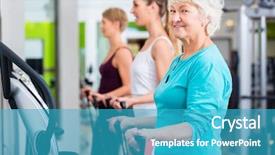  Presentation with senior fitness - Presentation design consisting of vibration - senior and young people background and a teal colored foreground
