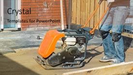  Presentation with compactor - Slides having vibration - vibratory plate compactor used background and a coral colored foreground