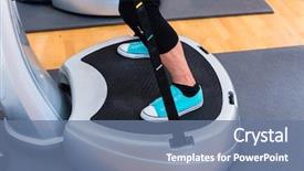  Presentation with gym - Audience pleasing slide set consisting of vibration - woman plates in gym doing backdrop and a ocean colored foreground